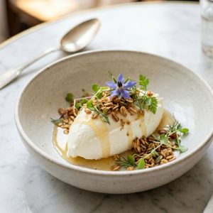 FROMAGE BLANC FERMIER AU MIEL DU 11E ET GRANOLA CROUSTILLANT MAISON